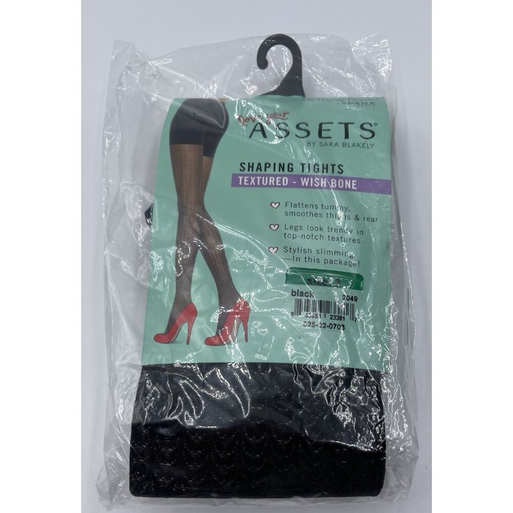 SPANX LOVE YOUR ASSETS SHAPING TIGHTS Size 3 BLACK‎ TEXTURED WISHBONE